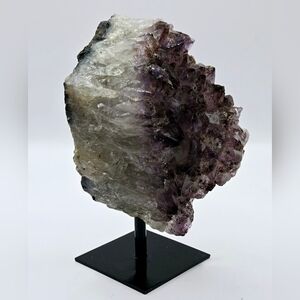 Raw Amethyst Cluster with Inclusions on Metal Stand – Crystal Display Piece